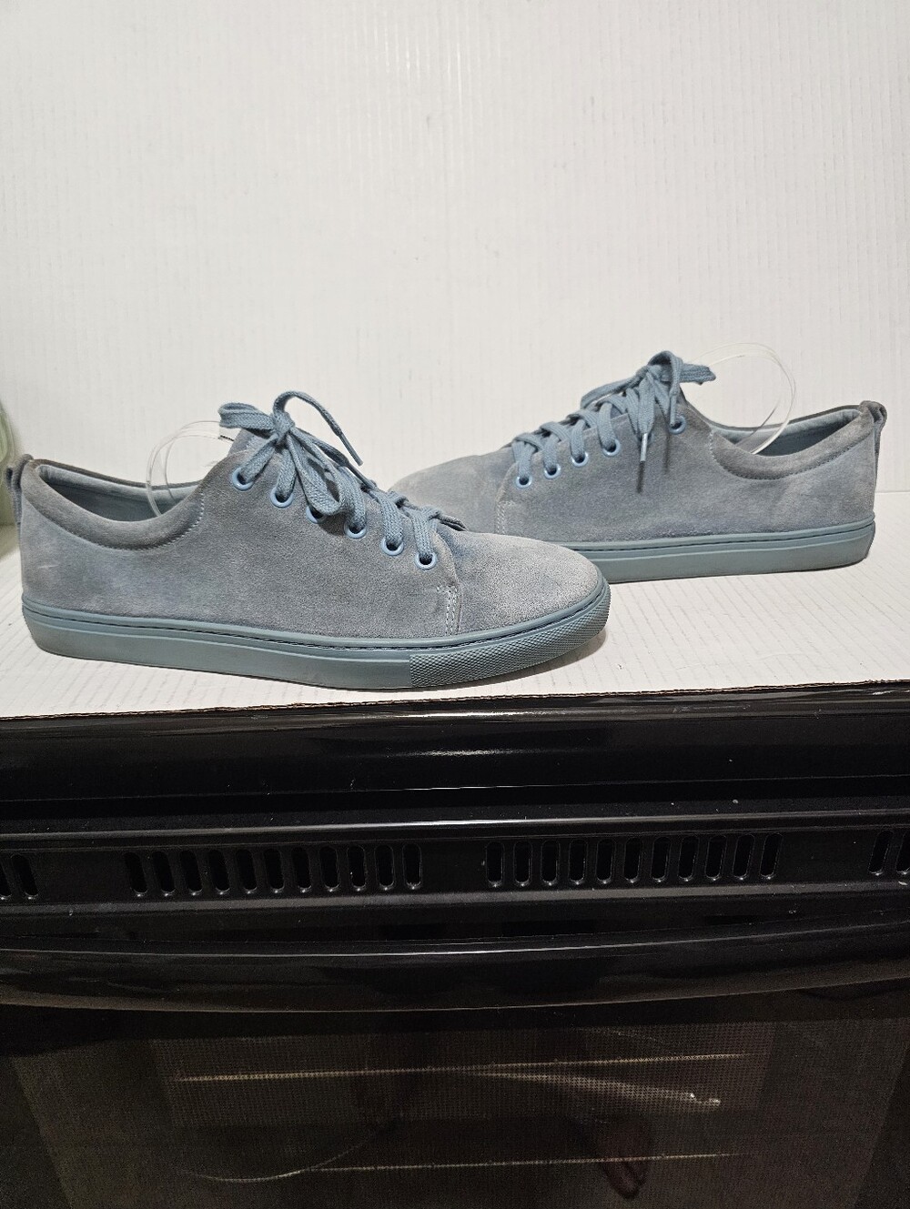 Sandro Paris Luxury Women's Blue Soft Suede Low-Top Lace Up Sneakers Sz 40